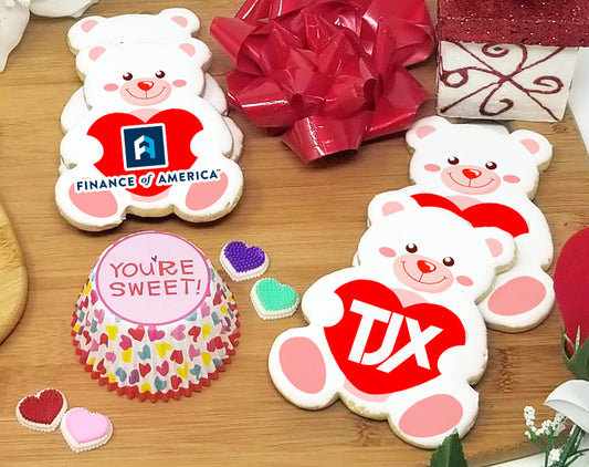 Valentine's Day Teddy Bear Logo Sugar Cookie