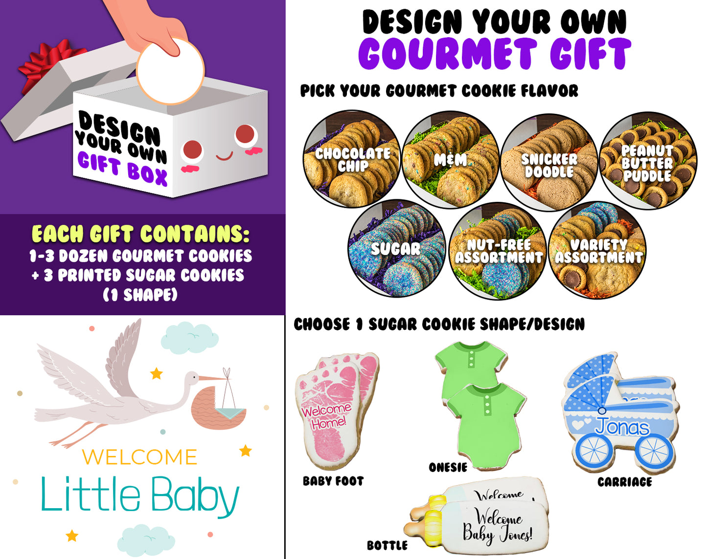 Design Your Own New Baby Gourmet Cookie Gift