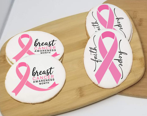 Breast Cancer Oval Sugar Cookies