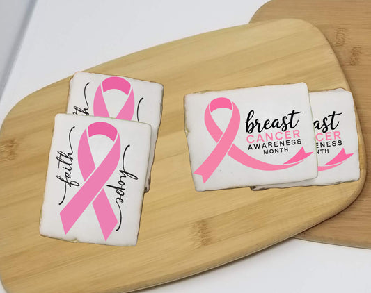 Breast Cancer Rectangle Sugar Cookies
