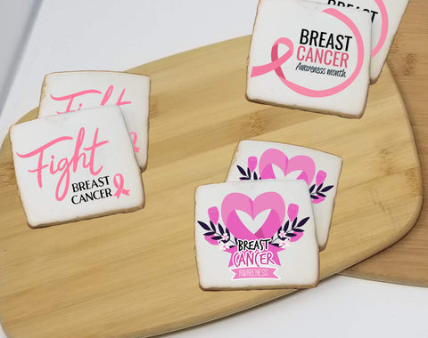 Breast Cancer Square Sugar Cookies