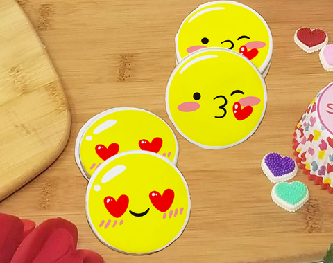 Valentine's Day Emoji Round Sugar Cookies