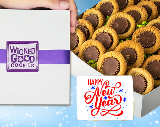 New Year Peanut Butter Puddle Cookie Gift Box