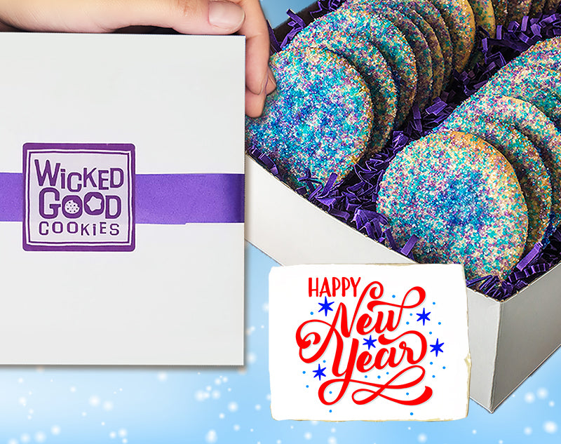 New Year Sprinkled Sugar Cookie Gift Box