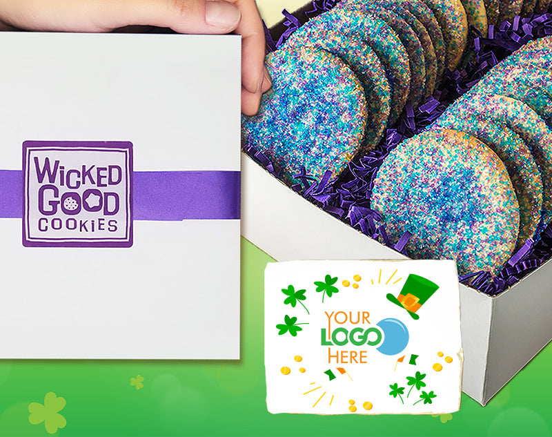 St. Patrick's Day Logo Sprinkled Sugar Cookie Gift Box