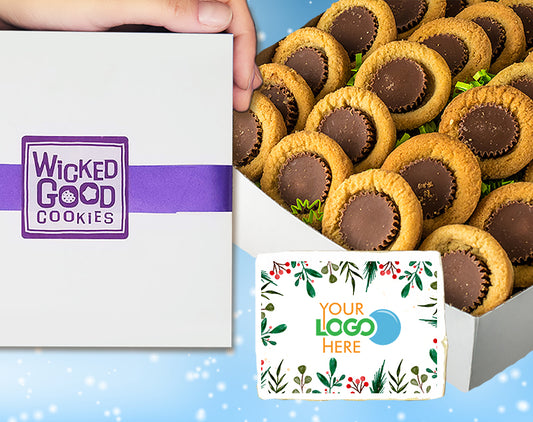 Winter Holiday Peanut Butter Puddle Logo Cookie Gift Box w/ Printed 3x4 Rectangle
