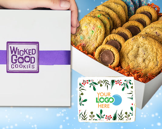 Winter Holiday Variety Logo Cookie Gift Box w/ Printed 3x4 Rectangle
