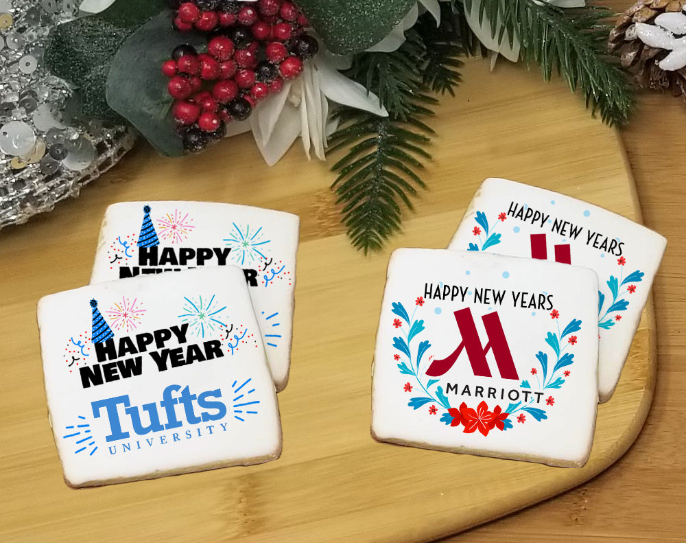 Happy New Year Square Logo Cookies