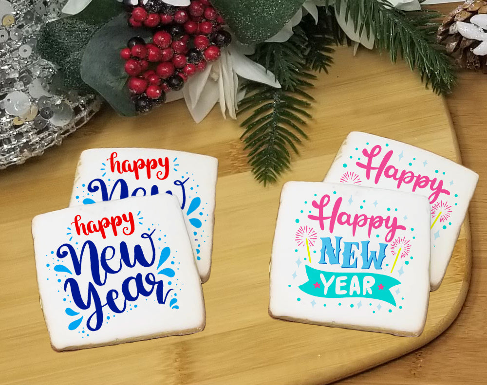 Happy New Year Square Cookies