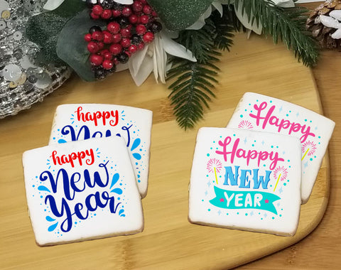 Happy New Year Square Cookies