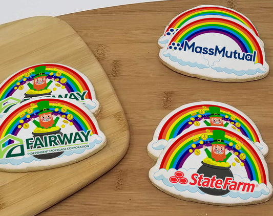 St Patrick's Day Rainbow Logo Sugar Cookie