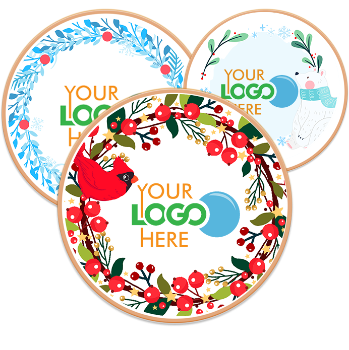Winter Round Frames Logo Cookies