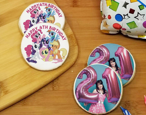 Birthday Round Photo Sugar Cookies