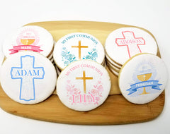First Communion Round Sugar Cookies
