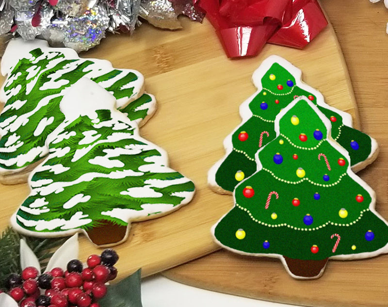 Winter Christmas Tree Sugar Cookies